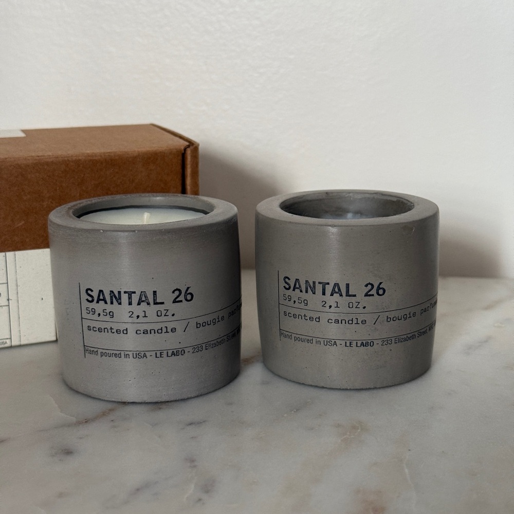 Two Le Labo Santal 26 Concrete Votives